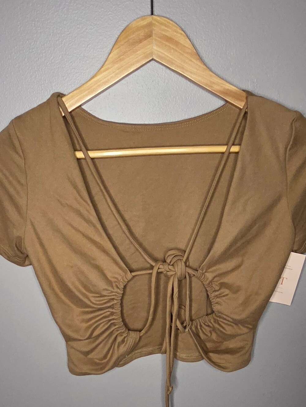 Women's Tan Short Sleeve Crop Top